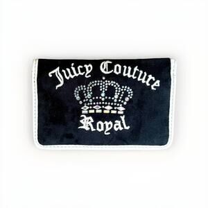JUICY COUTURE Royal Kingdom Embroidered Velour Bifold Wallet Crown Embellishment